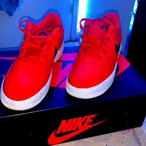 Selling air force 1 red with black nike check only wore once,
